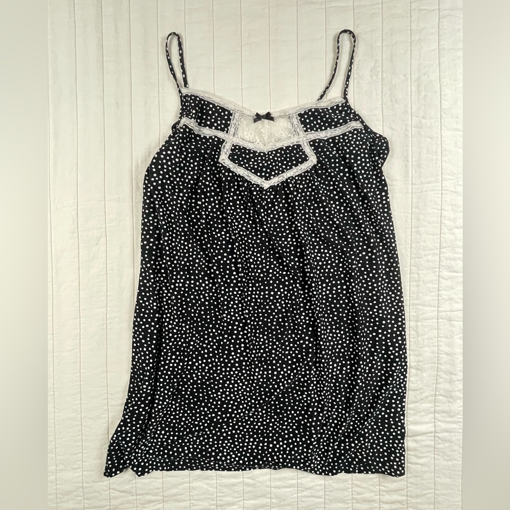 Vintage Y2K Studio Donatella Polka Dot Lace Chemise Nightgown XL